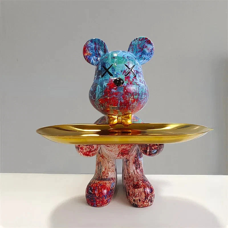 Decorative Bear Storage Figurine Resin Bowl