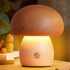 Rechargeable Night Light with Portobello Mushroom Design and Wooden Base