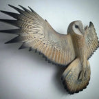 Wall Sculpture Handcrafted Wood Owl & Hooks