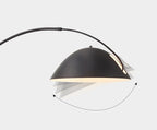 Arc Shaped Floor Lamp in Black Metal with Circular Base