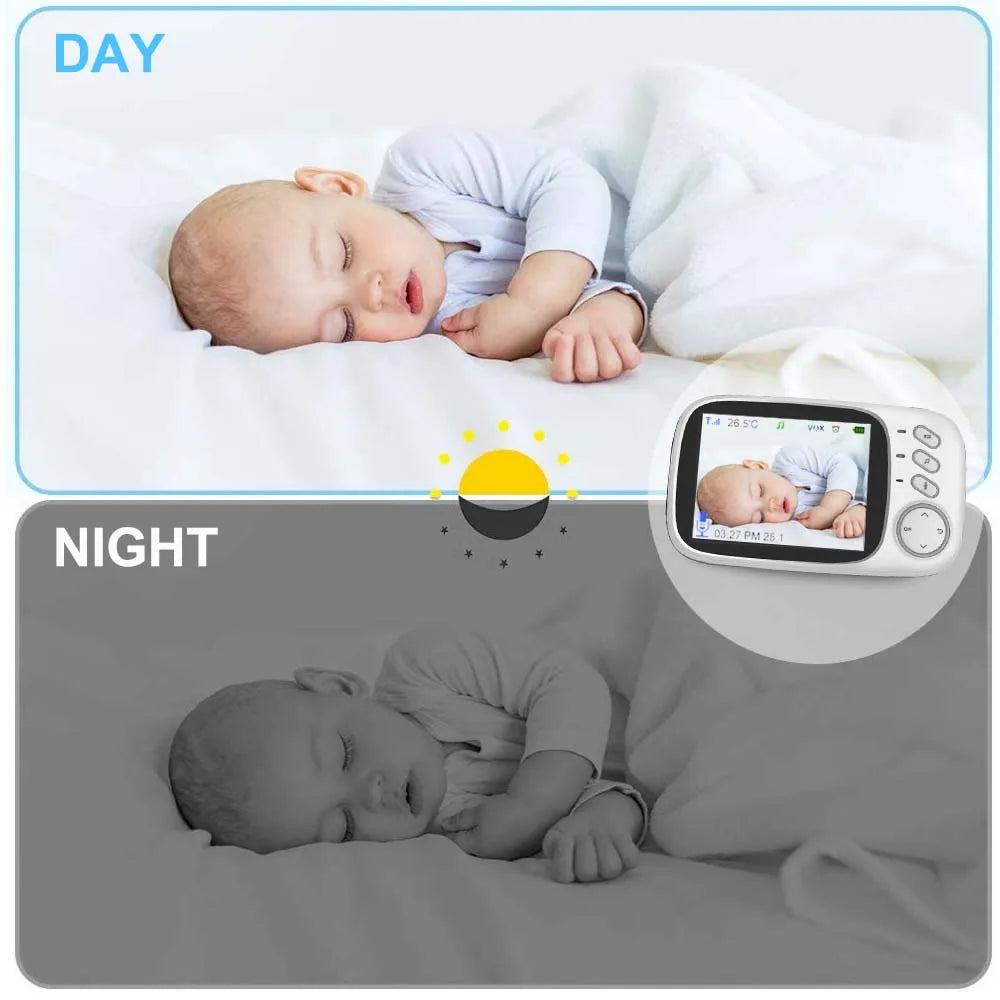 Video Baby Monitor 3.5-Inch Screen Night Vision Two-Way Audio
