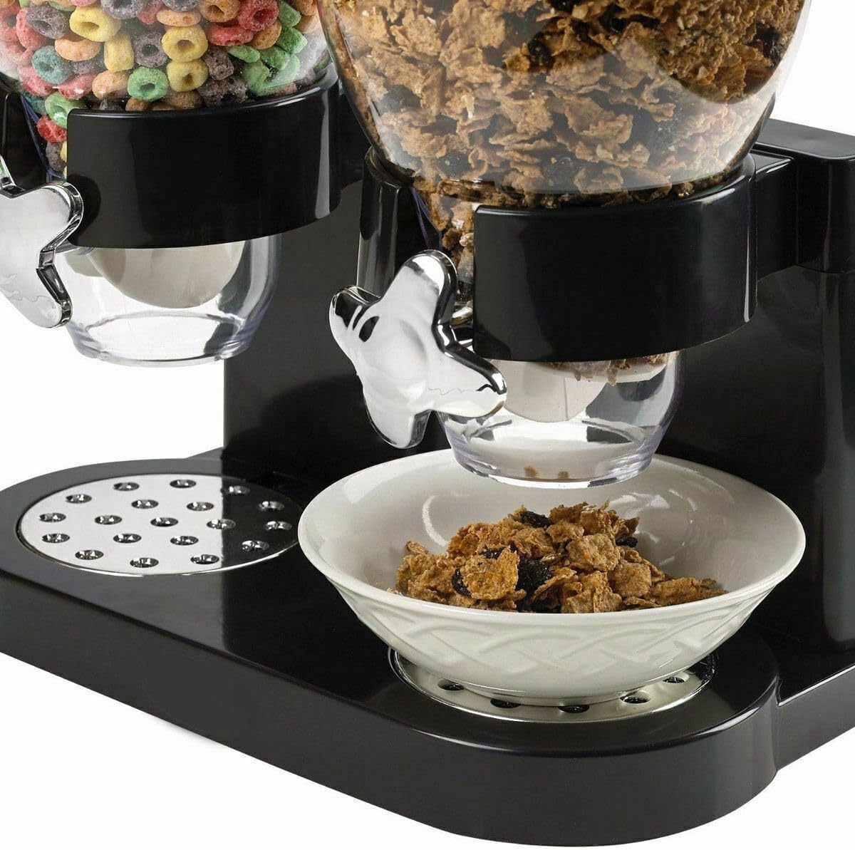 Cereal Dispenser Dual Canister Portion-Control Acrylic