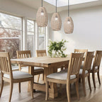 Natural Woven Ceiling Light Fixture with Modern Handwoven Rope Shade