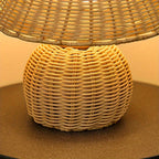 Boho Accent Lamp with USB Power - Woven Bamboo Desk Light