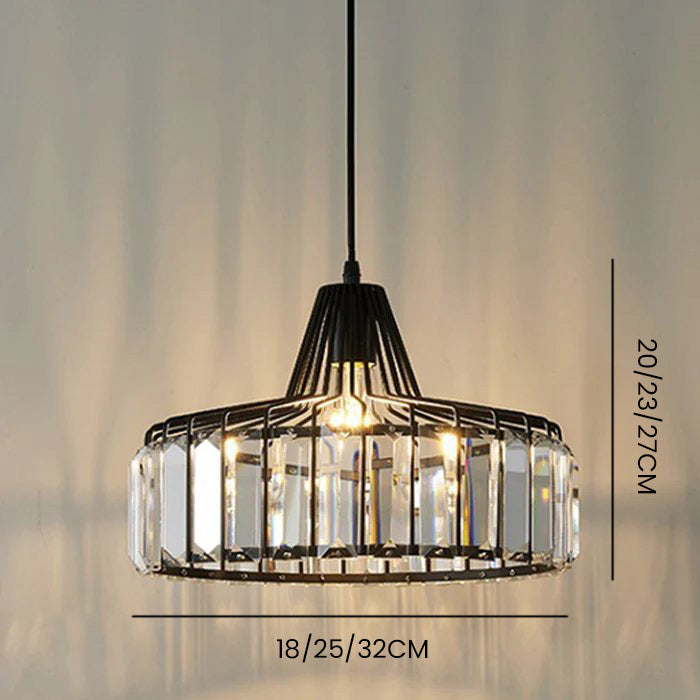 Elegant Hanging Light Fixture with Black Crystal Pendant