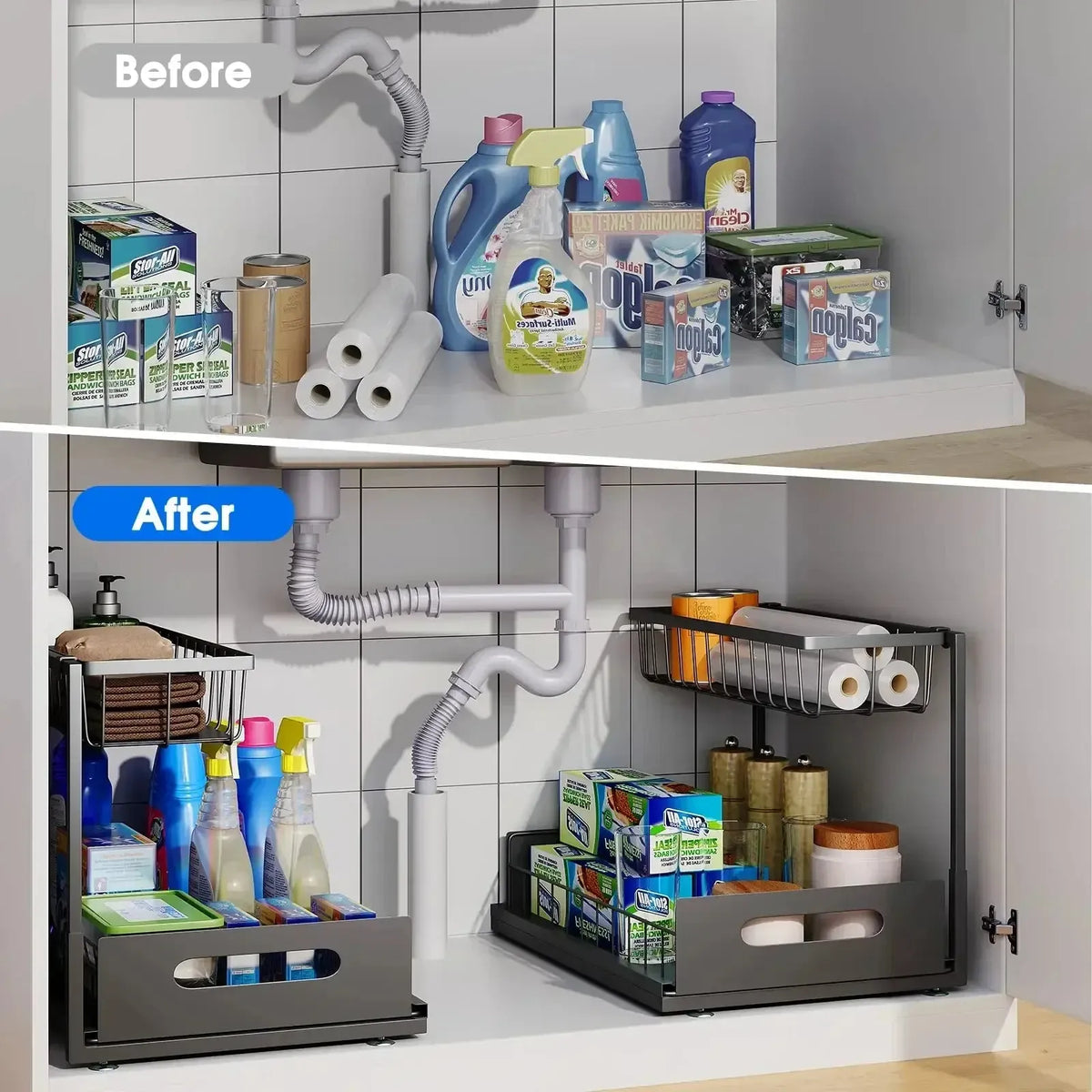 SmartFit 2-Tier Roll-Out Under Sink Storage Solution