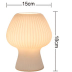 Mushroom-Shaped Glass Lamp – Vintage Ribbed Design for Bedside Use
