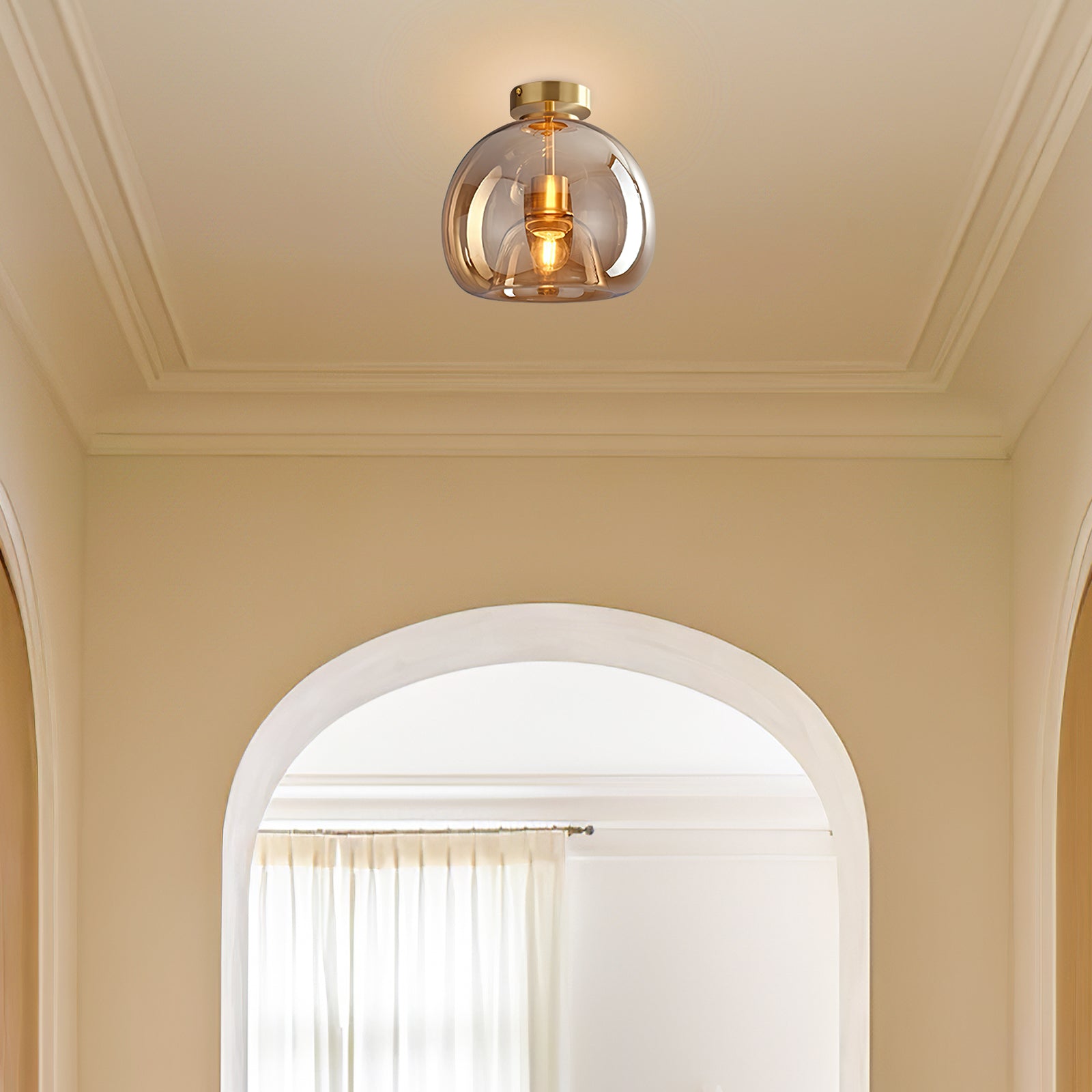 Retro Amber Pendant Light – Vintage Bubble Glass Ceiling Fixture