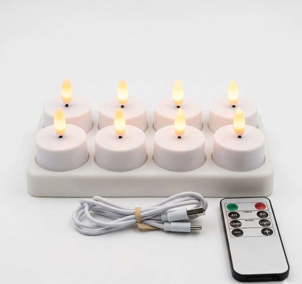 Flameless LED Candle Set with Remote Control and USB Rechargeable Timer