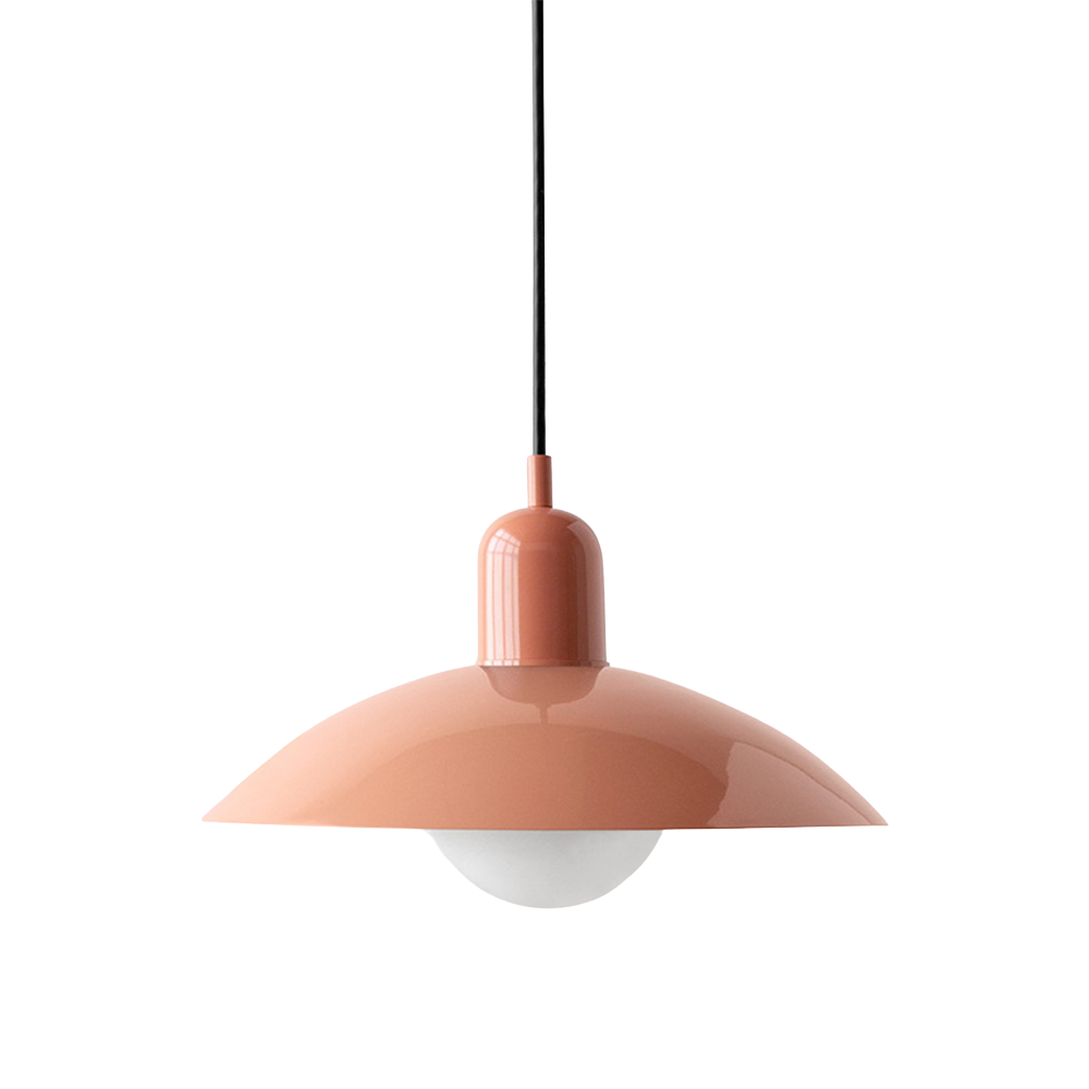 Ceiling Light Fixture with Curved Metal Shade - Hanging Design