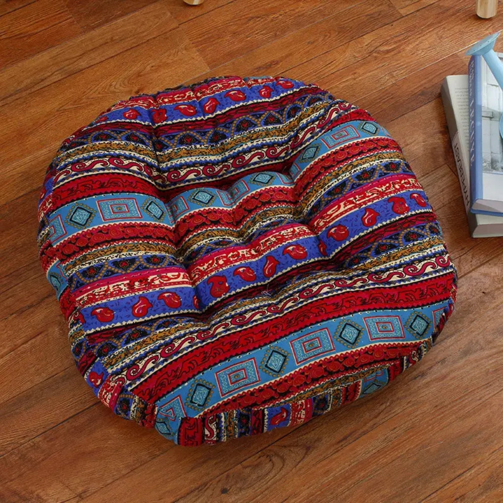 Round Floor Cushion in Cotton – Bohemian Style