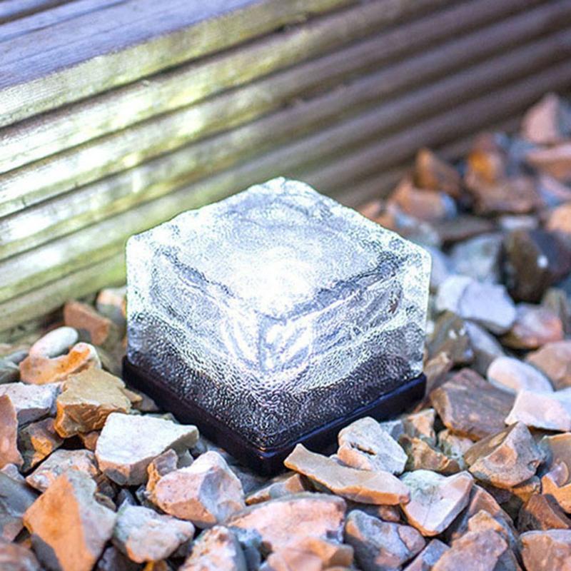 Color-Changing Solar Cube Light for Garden with Water Ripple Design