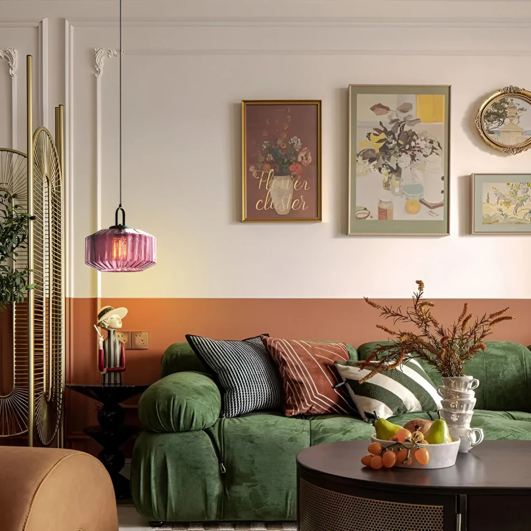 Retro-Colored Glass Pendant Light Fixture