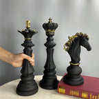 Elegant Chess Piece Statues - King, Queen & Knight Home Accent