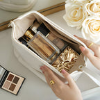 Large Capacity Cosmetic Case - Travel Organizer Makeup Bag with PU Shell
