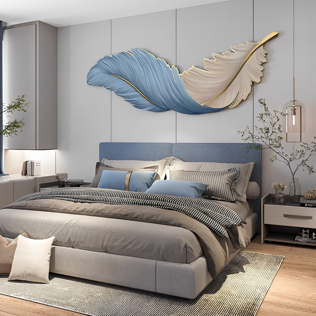 Feather-Pattern Metal Remote-Dimmable LED Wall Lamp