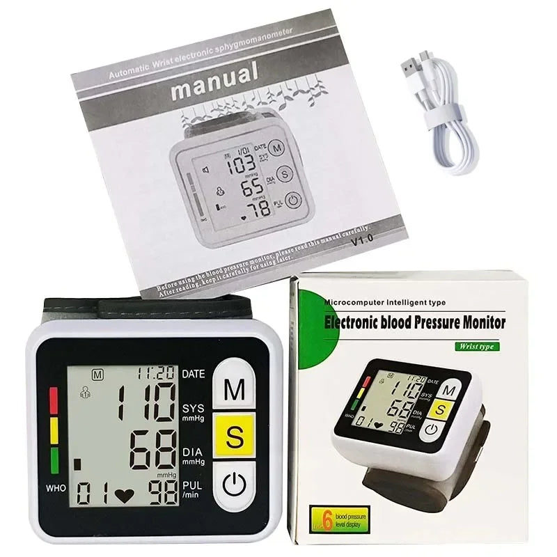 Wrist Blood Pressure Monitor Large LCD Stores 99 Readings