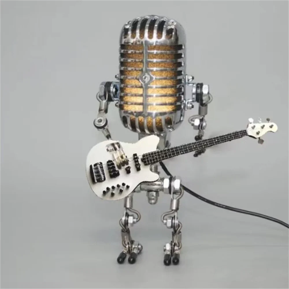 Table Lamp Retro Microphone & Guitar Warm Glow