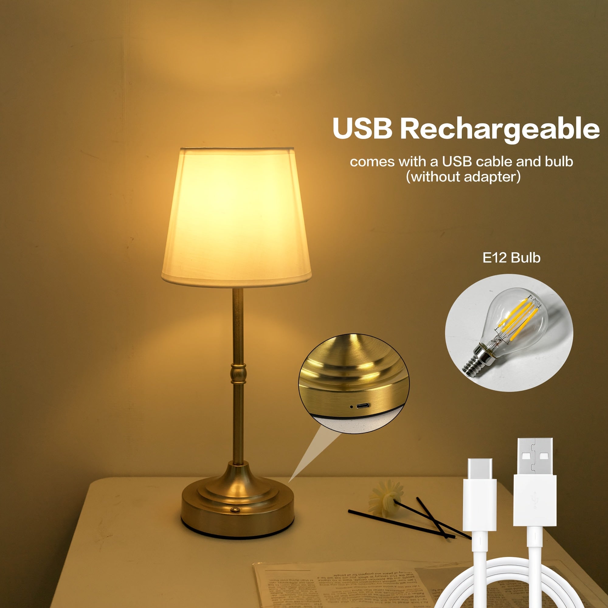 USB Rechargeable Table Lamp with Dimmable Function – Cordless Design