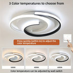 Contemporary Ceiling Light with LED – Black and White Swirl Pattern