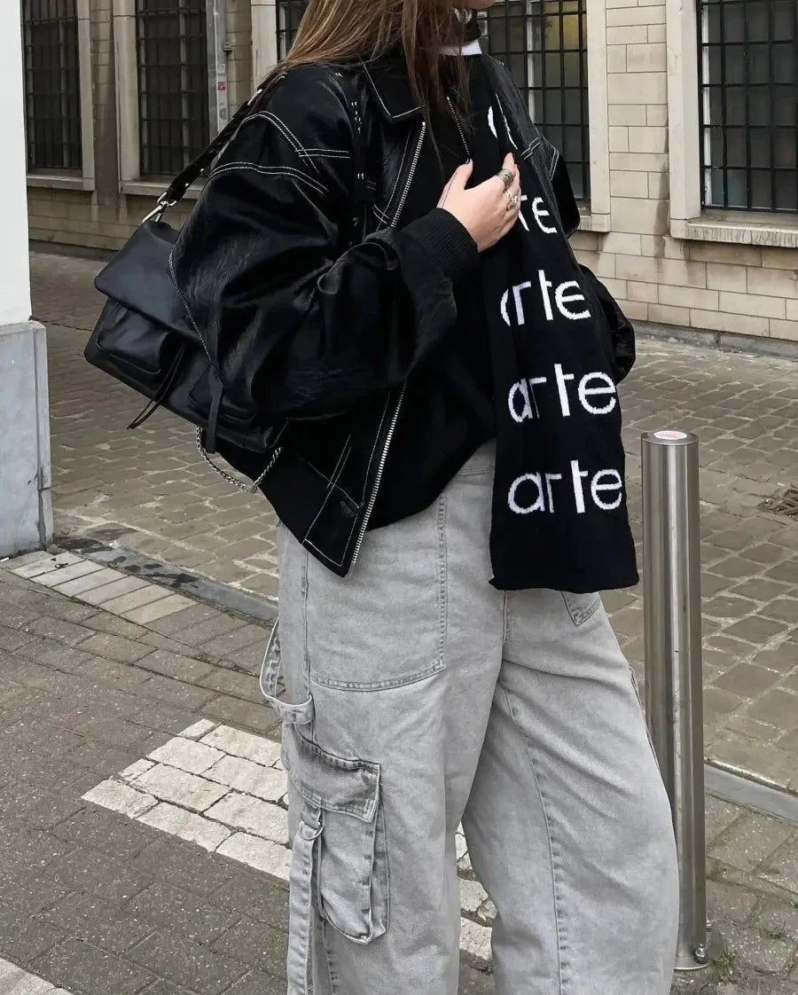 Jacket Oversized Vegan Leather Zip Closure