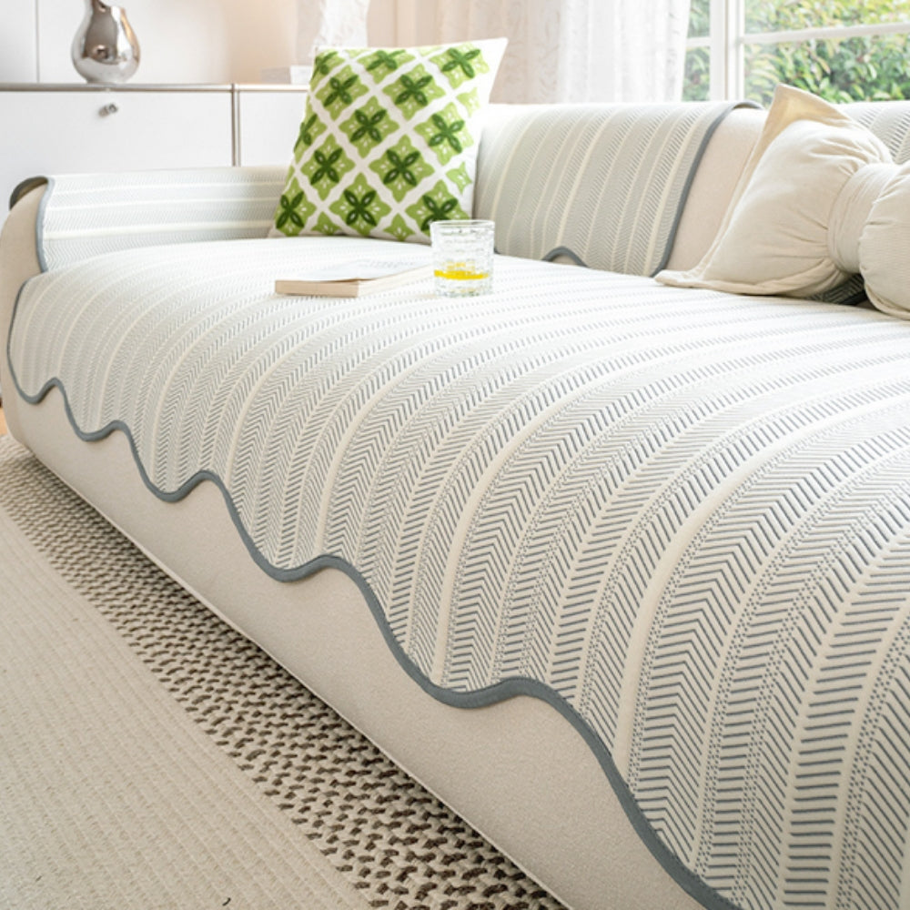 Machine Washable Durable Microfiber Herringbone Sofa Cover (Versatile Fit)