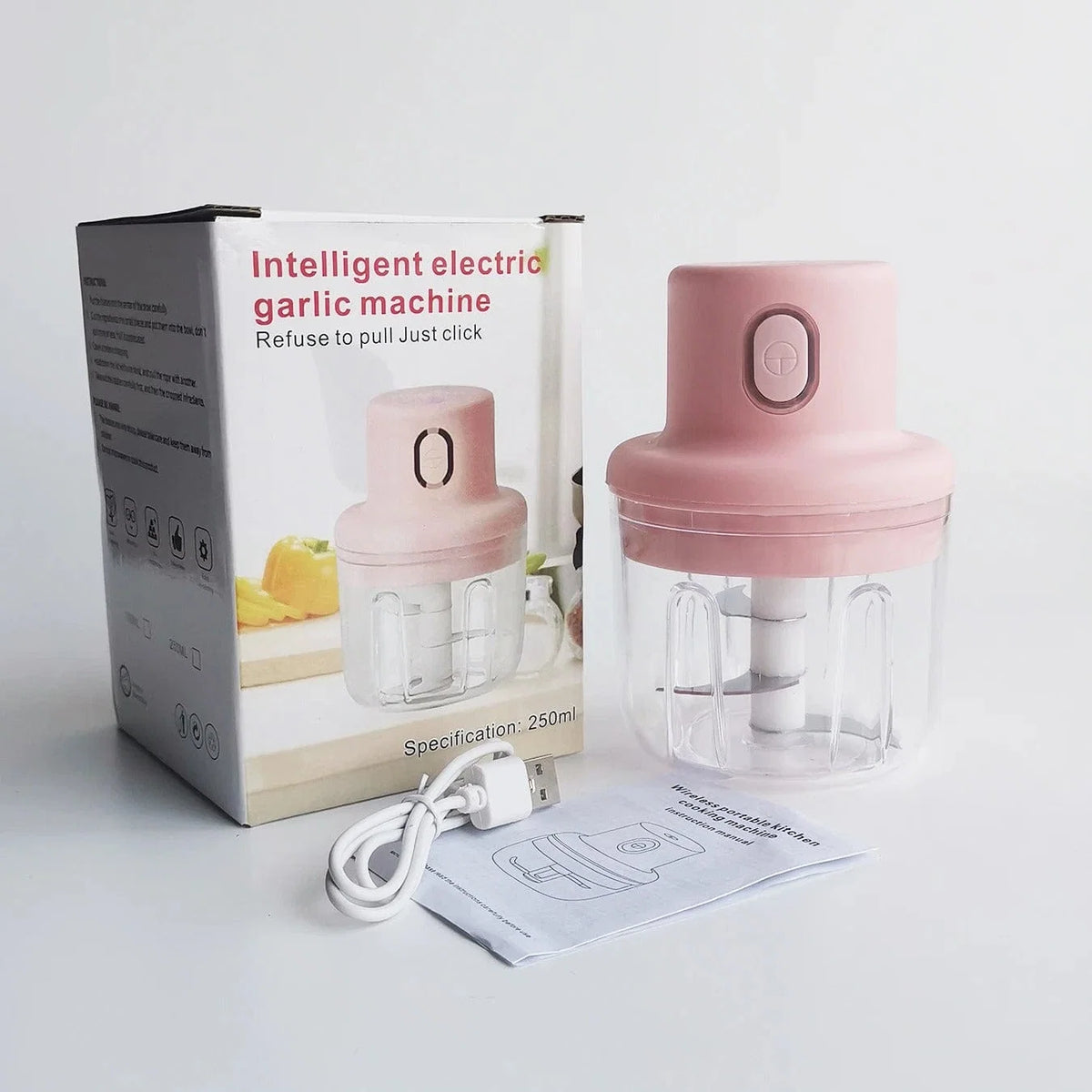 Food Processor Cordless USB Rechargeable Stainless Steel Blades