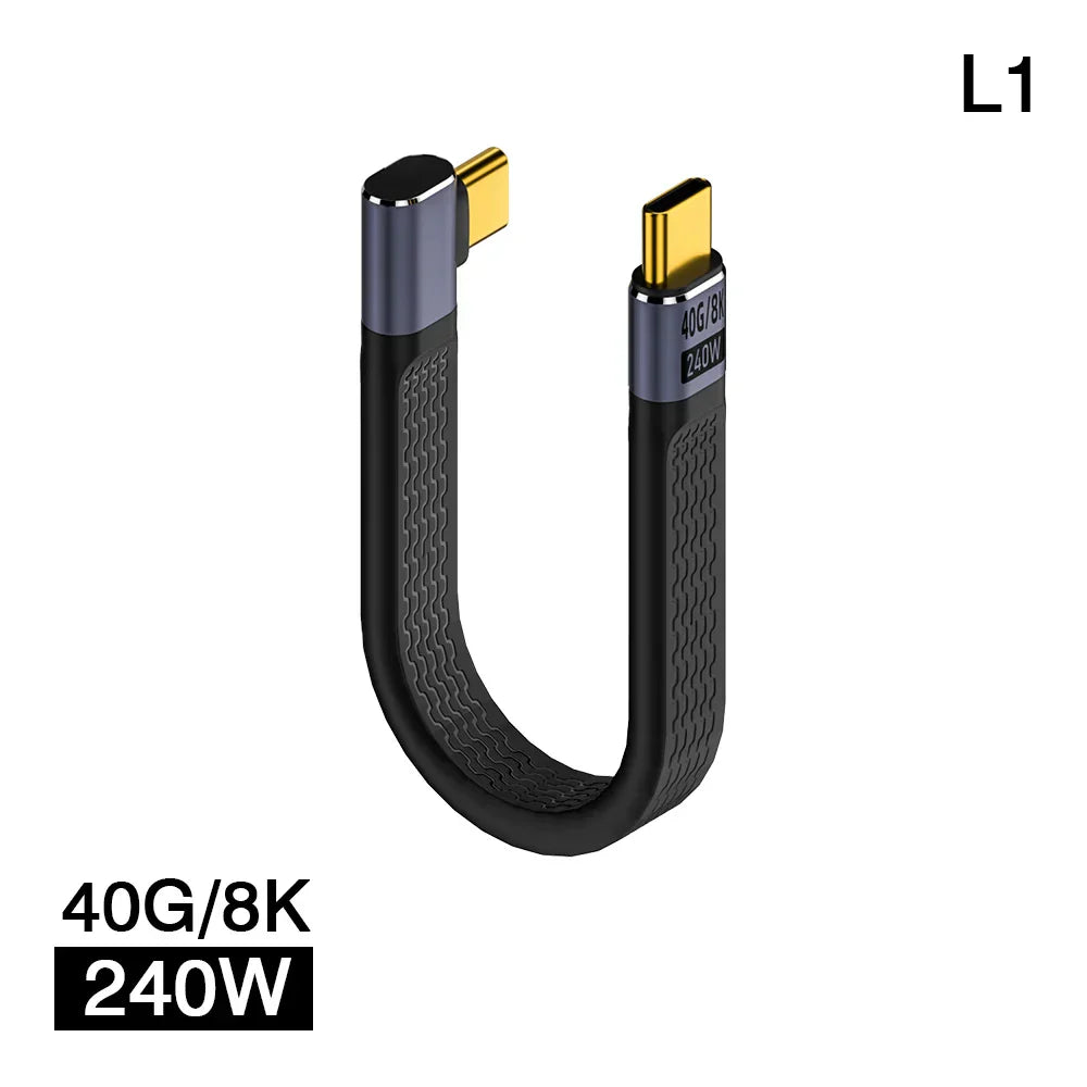 USB4 Cable Elbow Flat 240W PD 40Gbps
