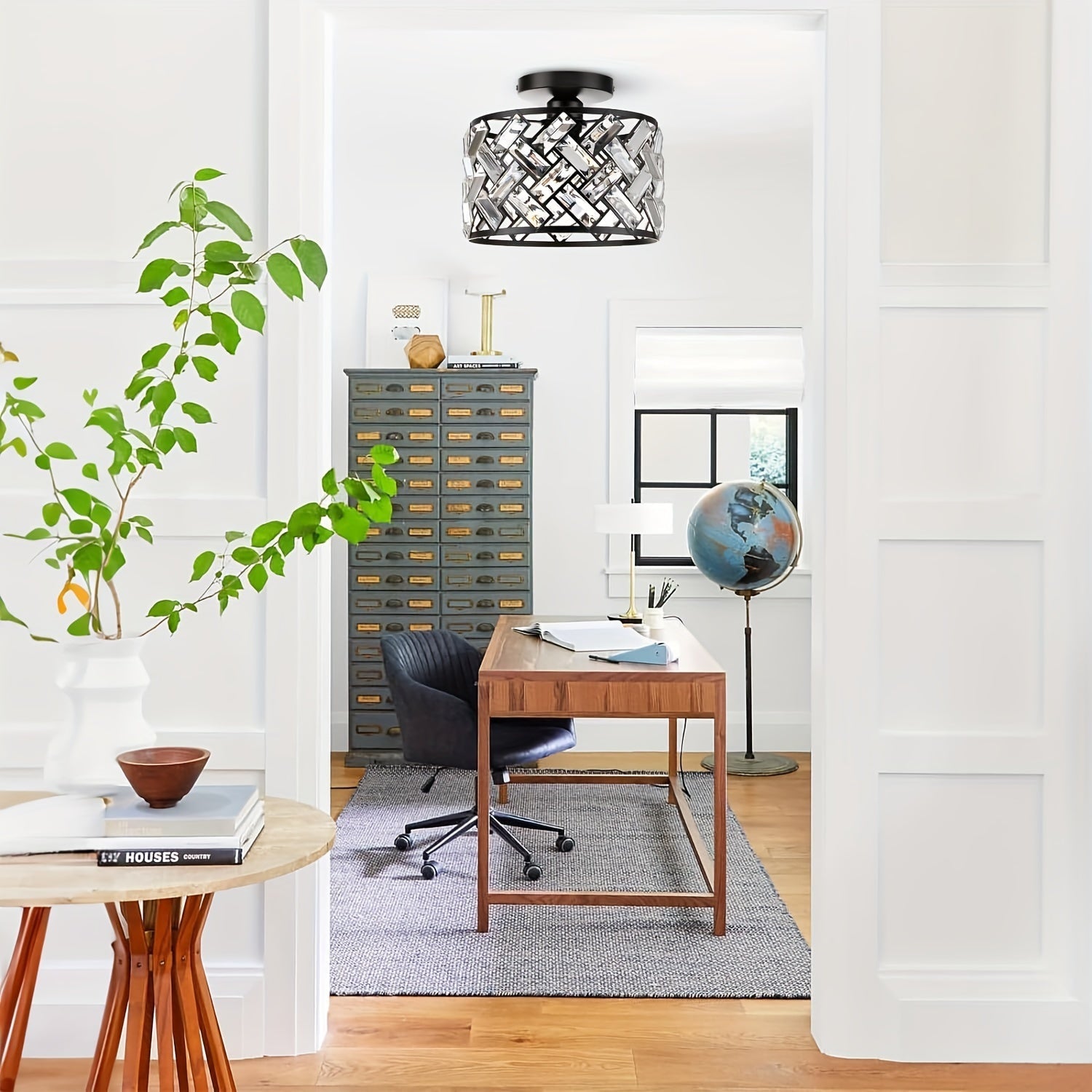 Elegant Semi Flush Mount Ceiling Light with Modern Crystal Design