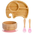 Children's Tableware Set Bamboo Suction Base 4-Piece