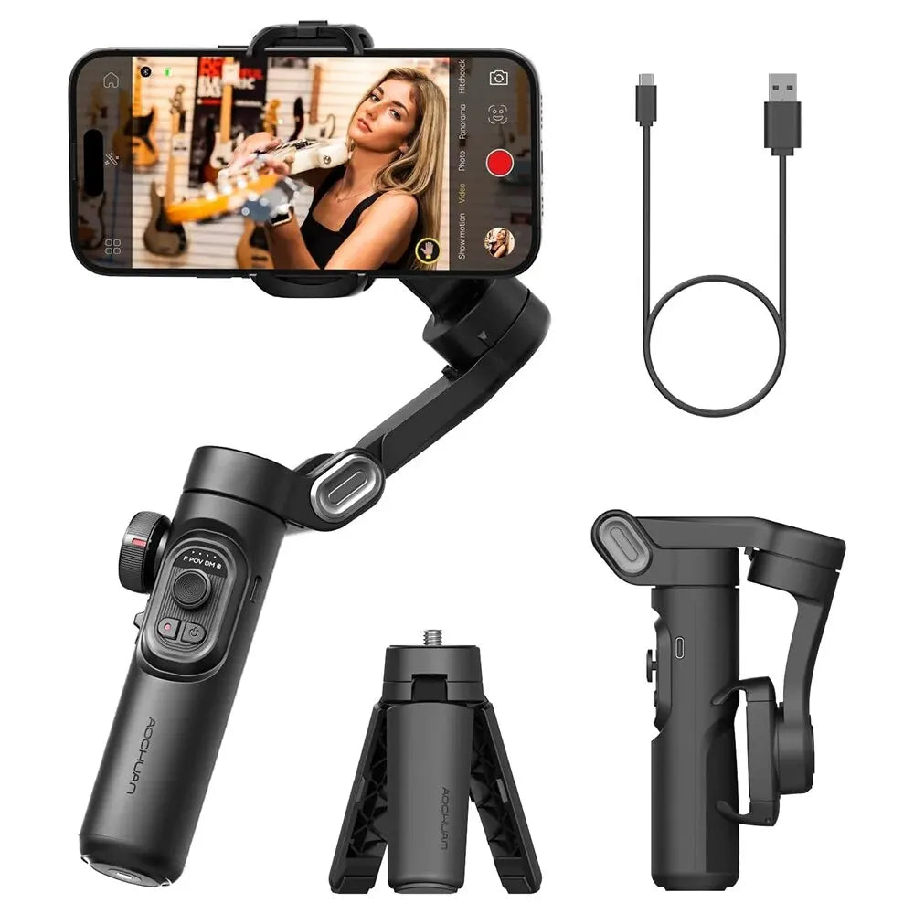 Smartphone Gimbal 3-Axis AI Tracking & Face Detection