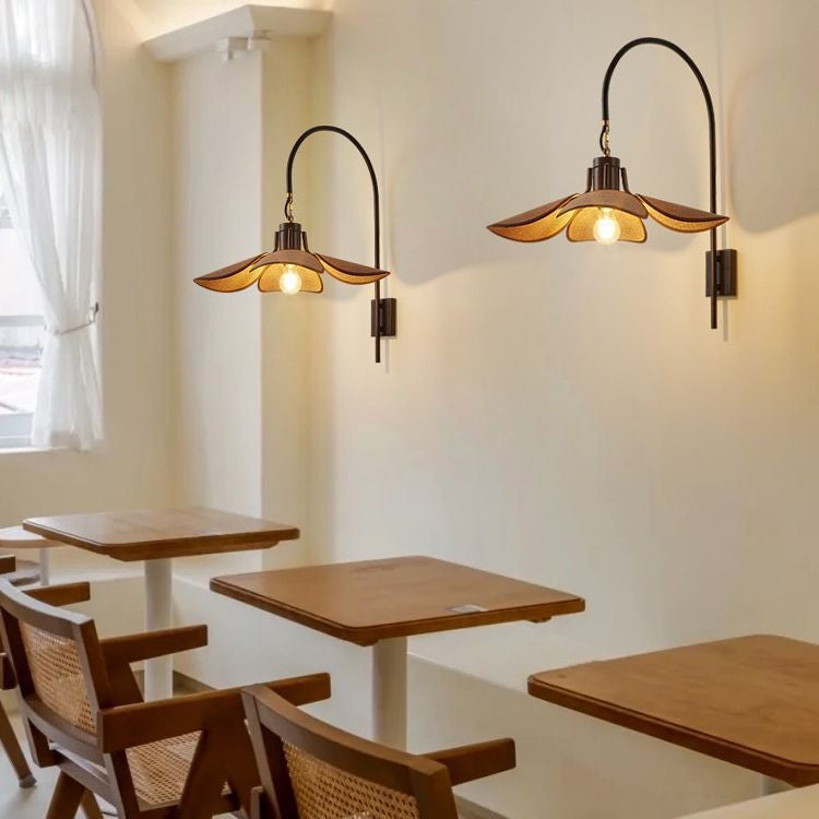 Flower Wall Lamp in Wabi-Sabi Style