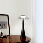 Table Lamp with Clear Disc Shade and Fluted Glass Design