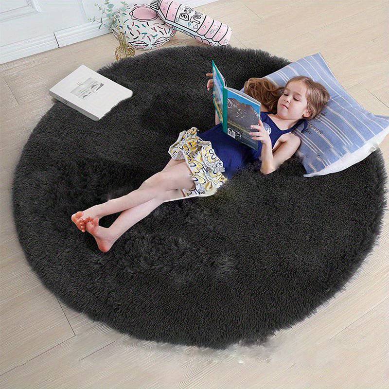 Round Fluffy Rug Ultra-Soft Polyester Non-Slip & Machine Washable