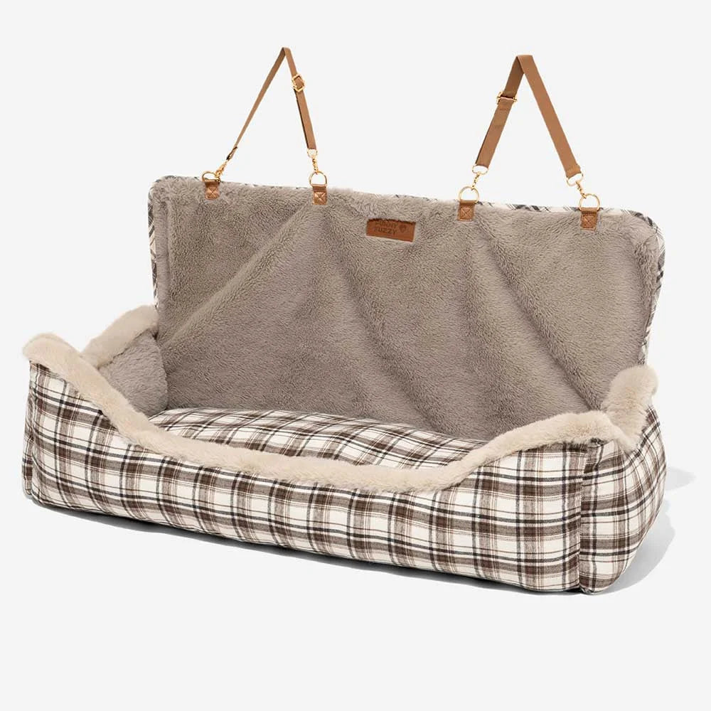 Dog Car Seat Plush Non-Slip Base & Adjustable Straps