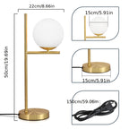 Contemporary Table Lamp with Gold Finish and White Glass Sphere
