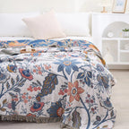 Lightweight Reversible Jacquard Floral Throw Blanket