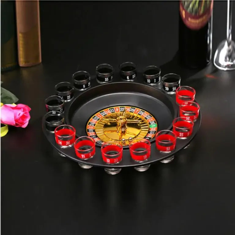 Drinking Roulette Game 16 Numbered Shot Glasses & Metal Balls