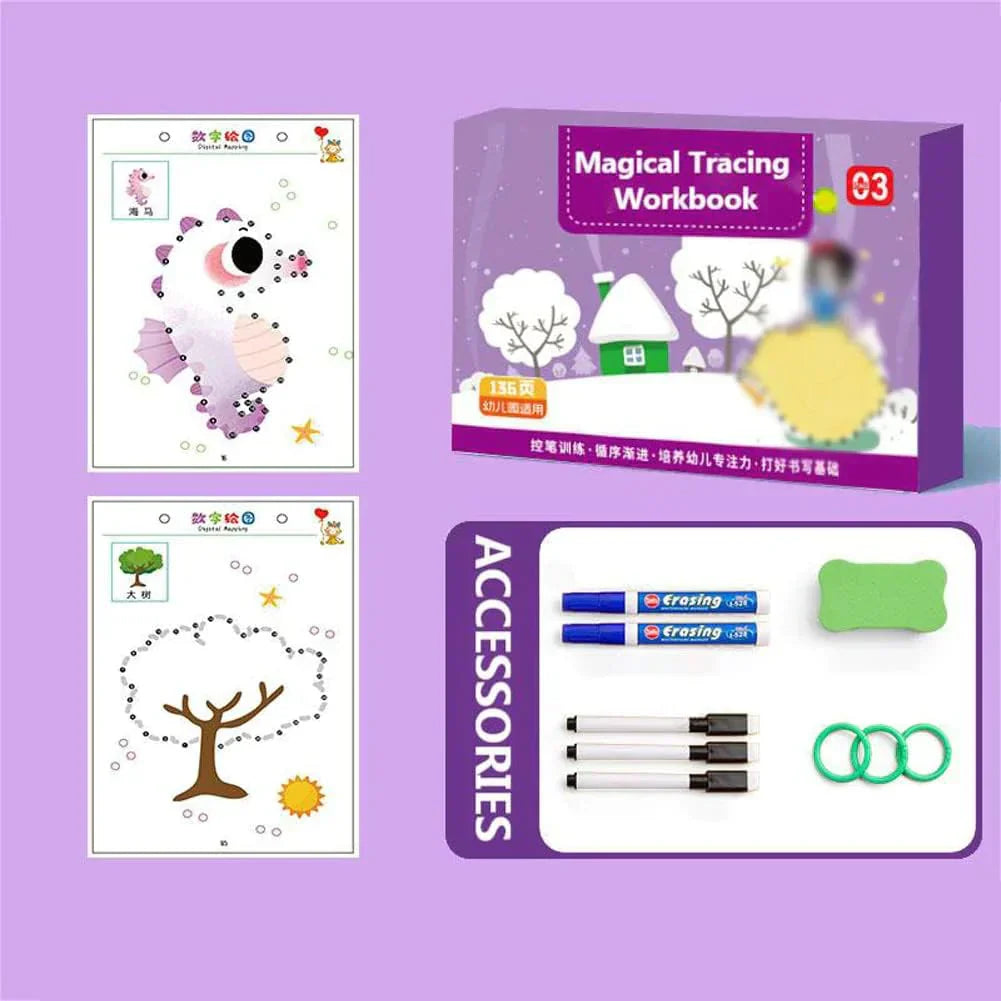 Interactive Writing Book Wipe-Clean Pages Includes Marker & Eraser