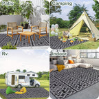 Modern Patio Mat - Reversible Outdoor Rug in Black and Grey