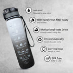 Water Bottle Timeline Markings Built-In Straw 1L Capacity