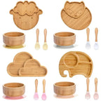 Children's Tableware Set Bamboo Suction Base 4-Piece