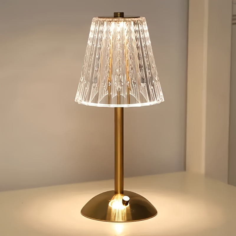 USB Rechargeable Table Lamp with Crystal Design