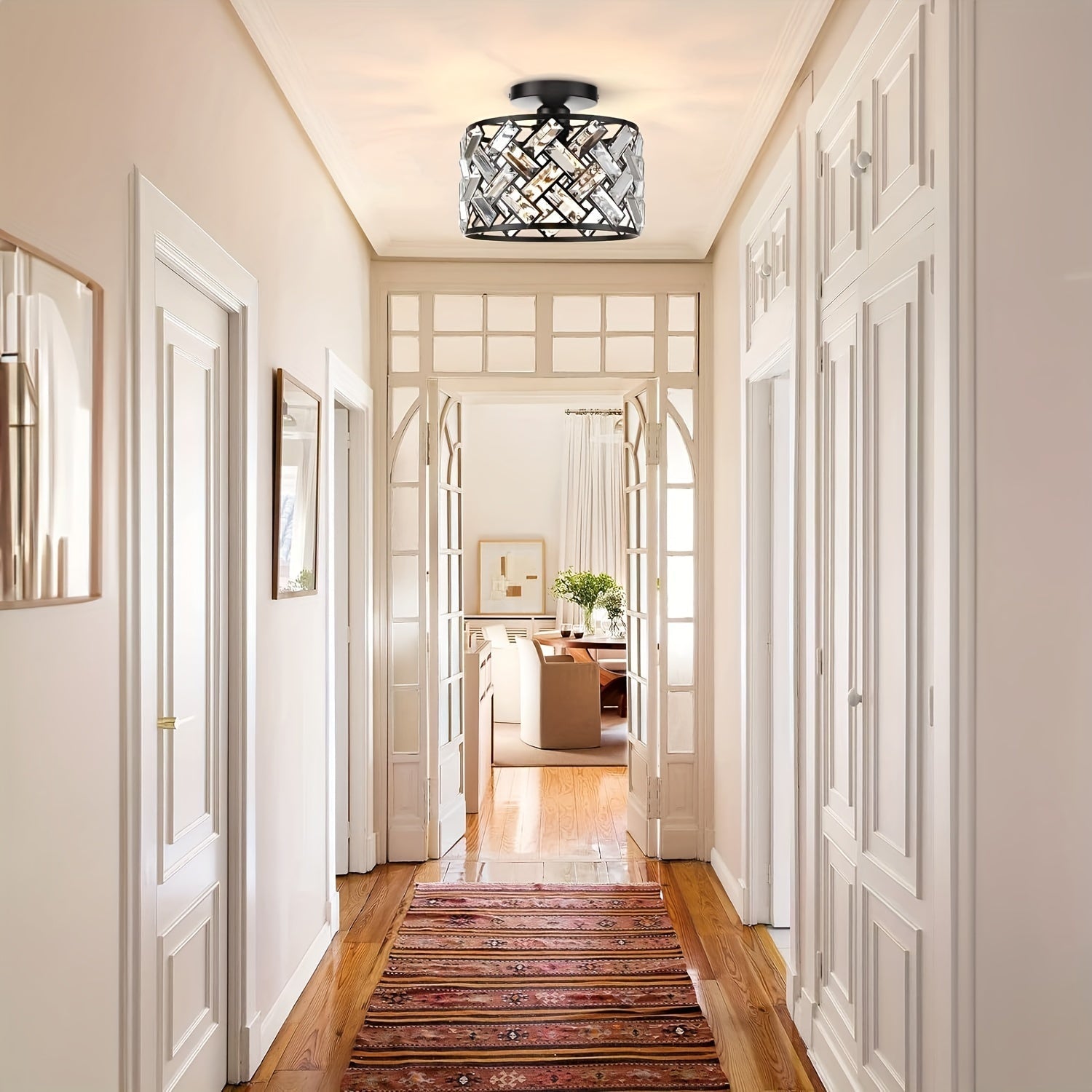 Elegant Semi Flush Mount Ceiling Light with Modern Crystal Design