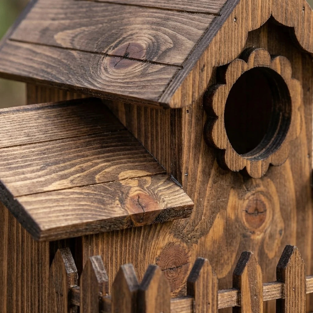 Multiple-Entrance Untreated Oak Birdhouse