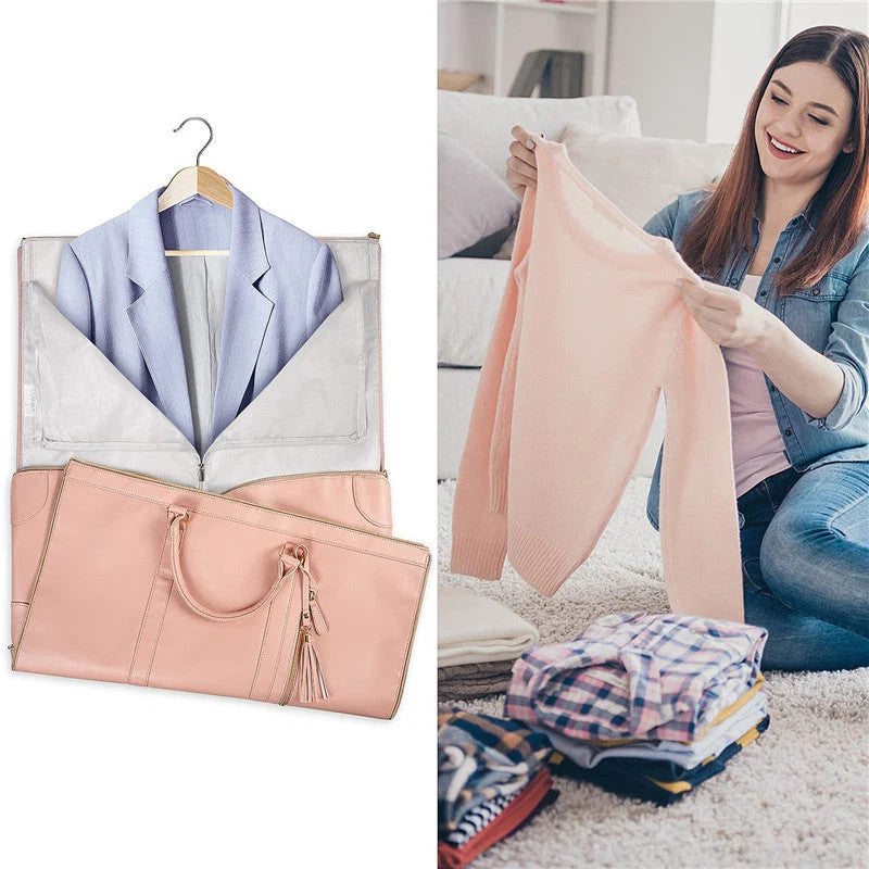Garment Bag Foldable PU Leather Wrinkle Protection
