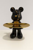 Tabletop Figure of Graffiti Bear with Gold Tray Ornament