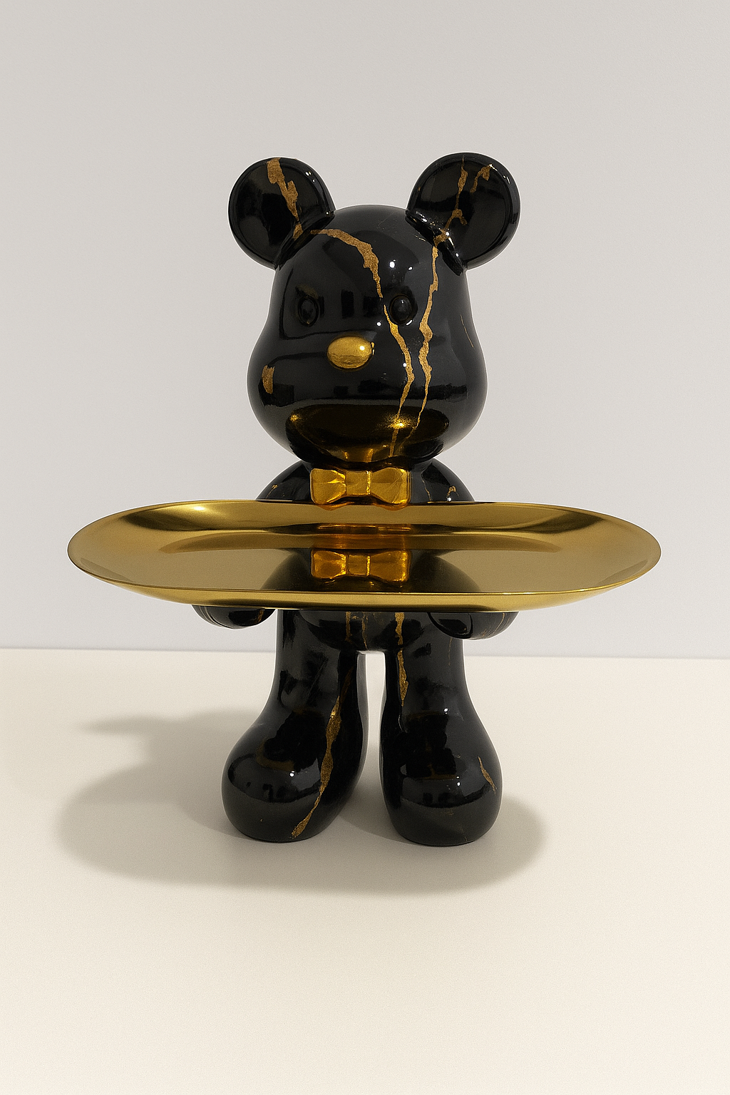Tabletop Figure of Graffiti Bear with Gold Tray Ornament