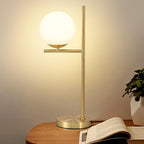 Contemporary Table Lamp with Gold Finish and White Glass Sphere