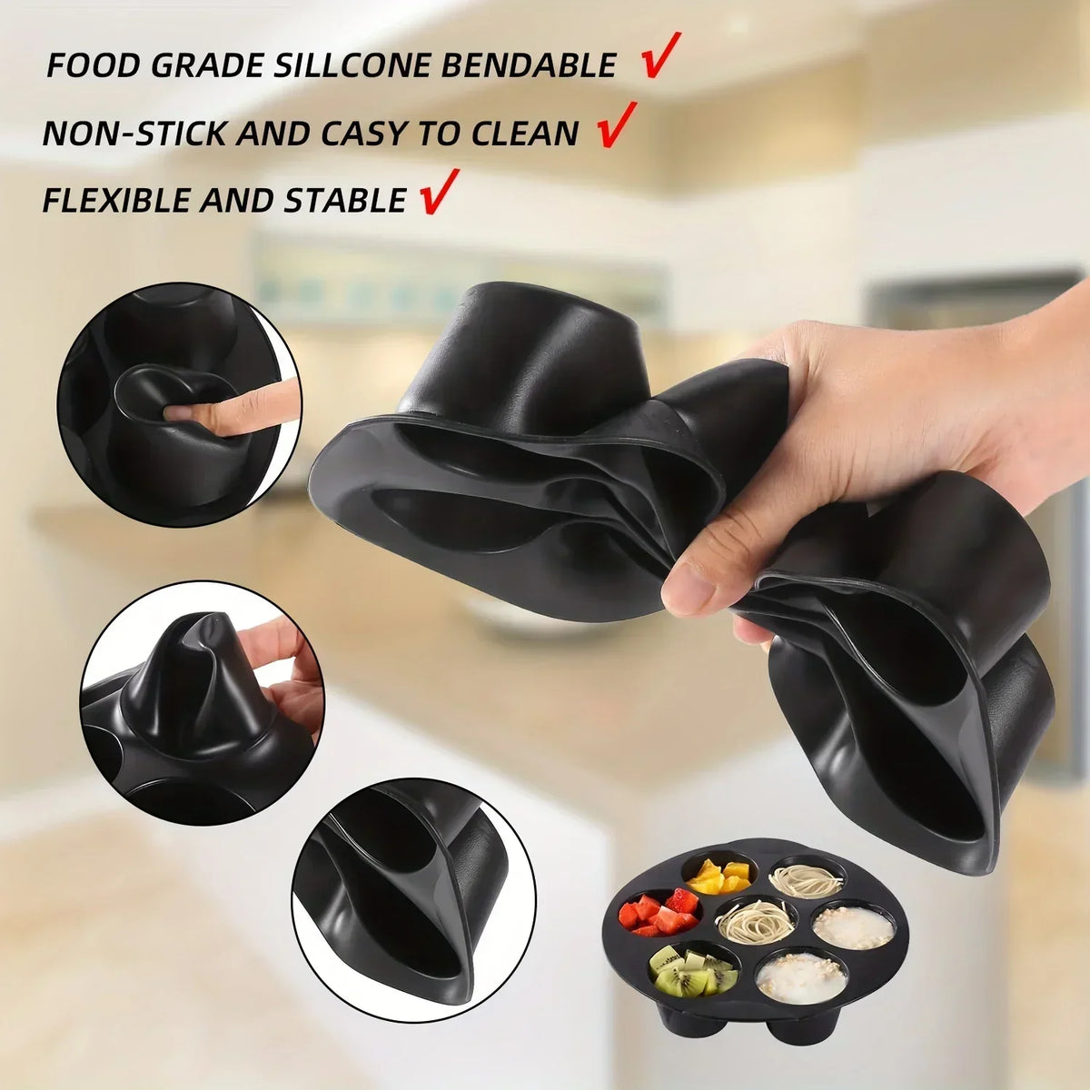 Cake Mold Silicone 7 Cavity Non-Stick Dishwasher Safe